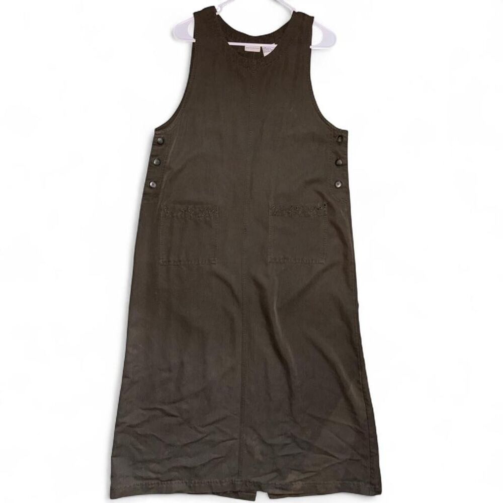 Y2k White Stag embroidered olive green midi dress